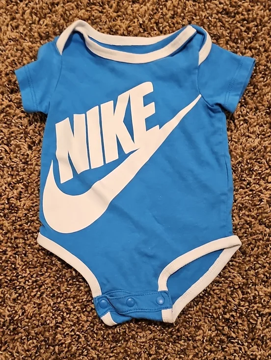 Nike Bright Blue Infant Bodysuit with White Logo