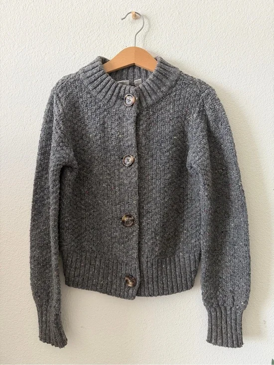 Gray Gap Girls Button-Front Knit Sweater Cardigan