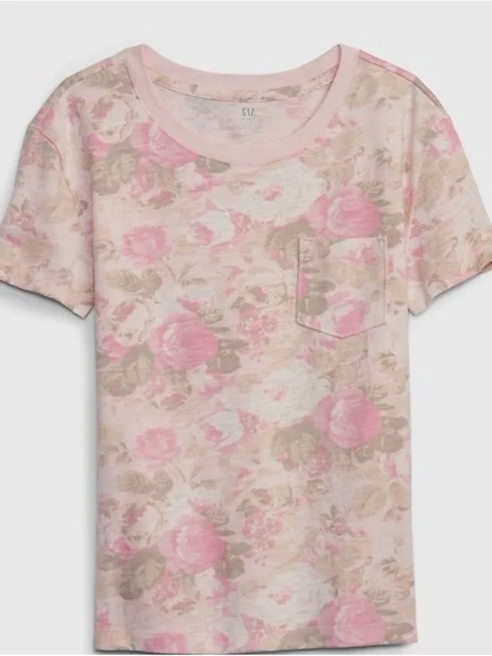 LoveShackFancy x GAP Floral Pink Pocket Tee