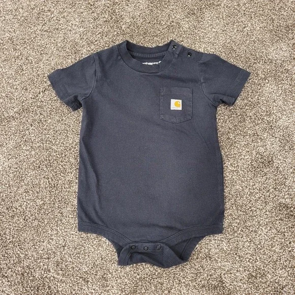 Carhartt Kids Black Short Sleeve Pocket Bodysuit TK5004 18M Snap Bottom