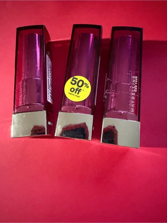 3 Maybelline Pink Lipstick Trio - Deep Pink Cases