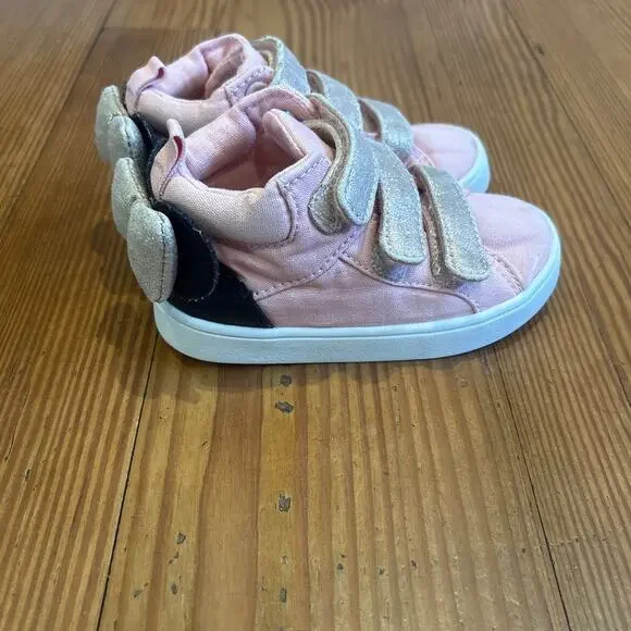 Gap Disney Minnie Mouse light pink ears‎ bow velkro high top sneakers SIZE 7
