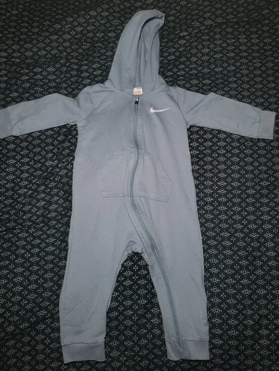 Nike Baby Blue Hooded Zip One-Piece