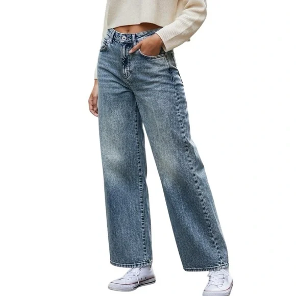 Gap 90’s loose fit distressed wide leg jeans