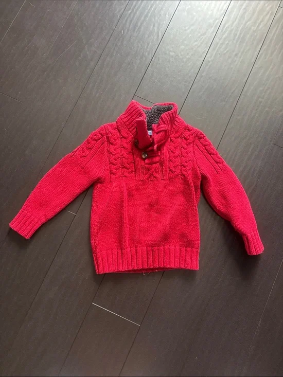 GAP Red Cable Knit Mock Neck Sweater