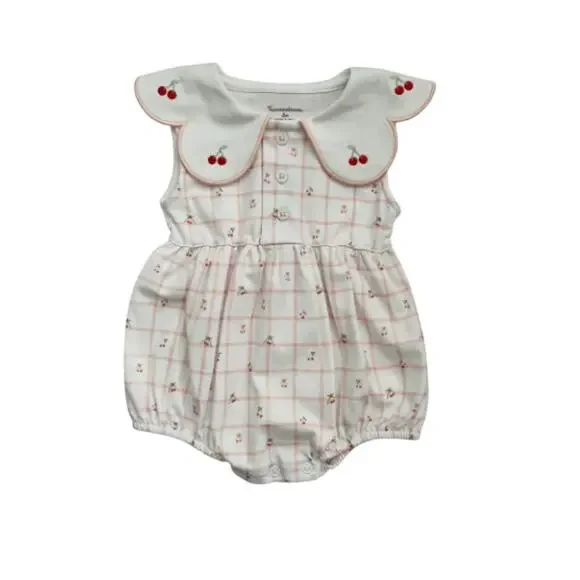 Tecomoabesos Cherry Pima Romper Pink Size 3M