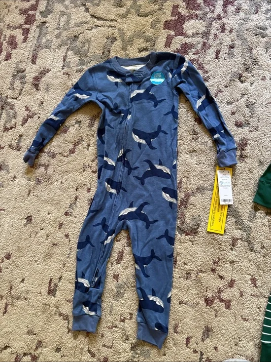 Blue Whale-Print Kids Zipper One-Piece Bodysuit