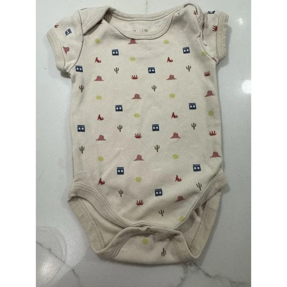 Pact Organic Baby 0-3 Mos Organic Cotton Bodysuit Unisex Desert Wolf Cactus