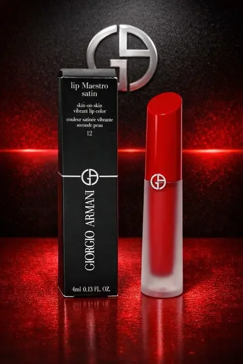 Giorgio Armani Lip Maestro Satin 12 Secret Date Scarlet Red Liquid Lip