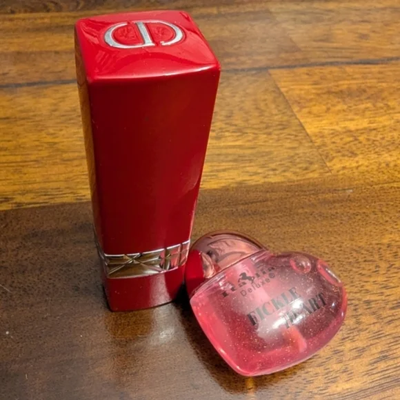 SET Dior Ultra Rouge 870 Red Lipstick w Fickle Heart pH Color Change Lip Oil