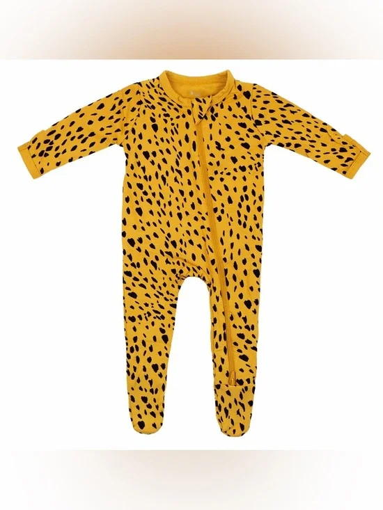 Kyte Baby Zippered Footie in Marigold Cheetah / 18-24 months