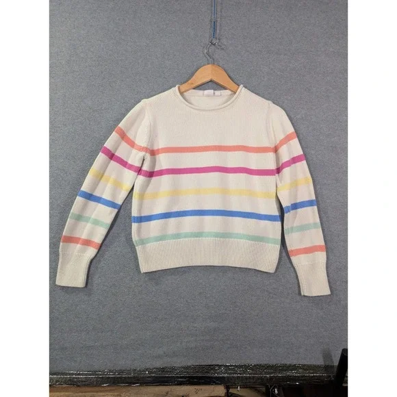 GAP Kids Sweater XXL 14/16 Pastel Stripe Cotton Knit Preppy Kidcore Rainbow