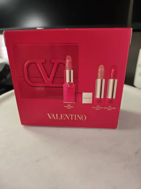 Valentino Lipstick Trio Set in Bright Red and Rose