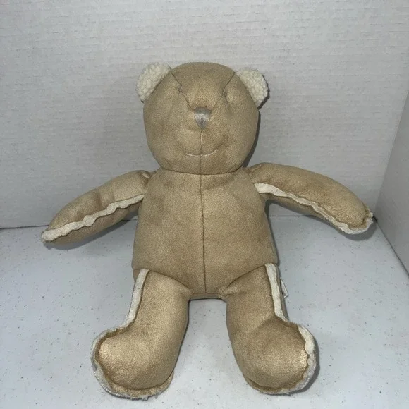 Baby Gap 2008 Suede Sherpa Brannan Teddy Bear Brown Tan Stuffed Plush Toy 12