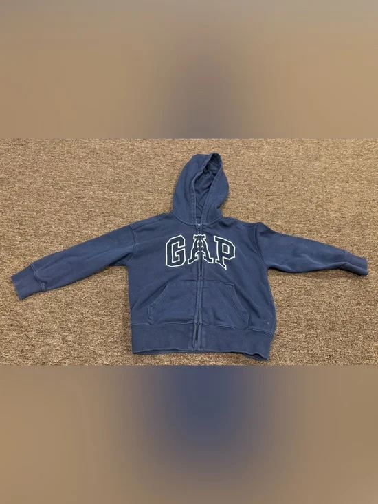 GAP Kids XS (4-5) Boys Navy Blue Full-Zip Hoodie Swestshirt Logo