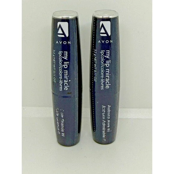 2 Avon My Lip Miracle Lipcolor Lipstick Auburn Admirable, Cafe Grande 2004 New