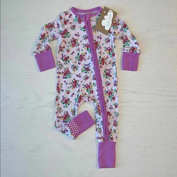 Angel Dear Convertible Romper Preppy Roses 3-6 months