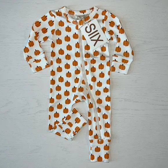 🎃 SIIX Organic Cotton Pumpkin Convertible Romper 6-12 18-24 months