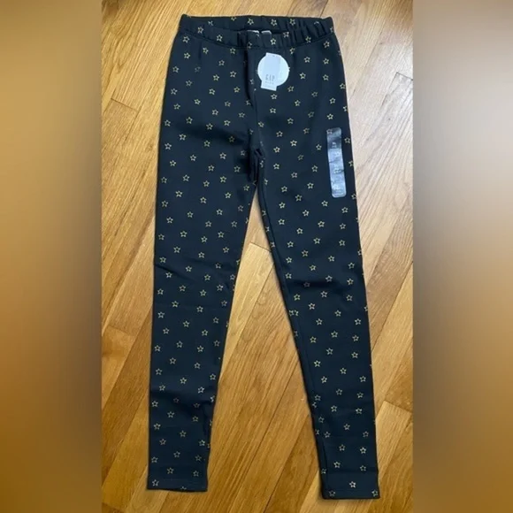 NWT Gap Kids Cozy Lined Black Pants Gold Stars Size XL (12)