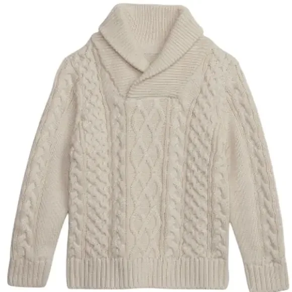 babyGap 3 Years NEW Cable Knit Collared Sweater Cream Tan Shawl Grandpa