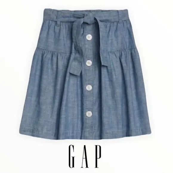 GAP Kids | Blue | CHAMBRAY BUTTON-FRONT SKIRT