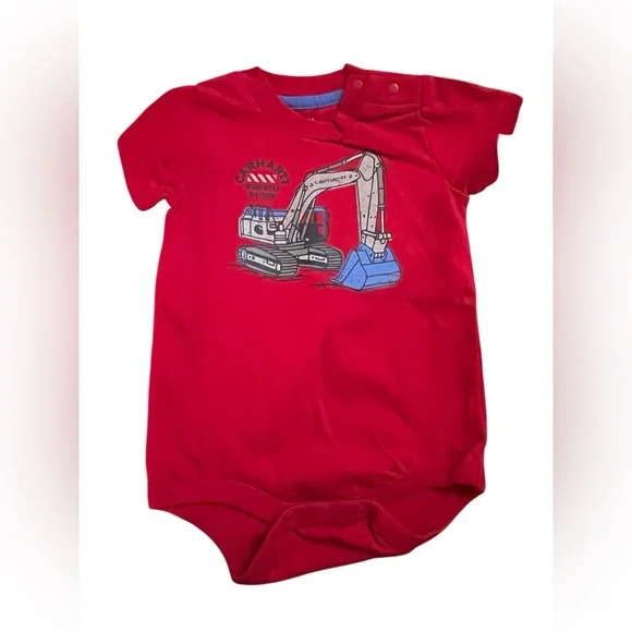 Carhartt Red Infant Bodysuit with Excavator Design