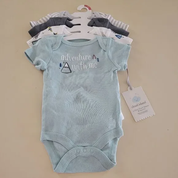 Cloud Island™ Blue Adventure Short Sleeve Bodysuit 4pk Newborn
