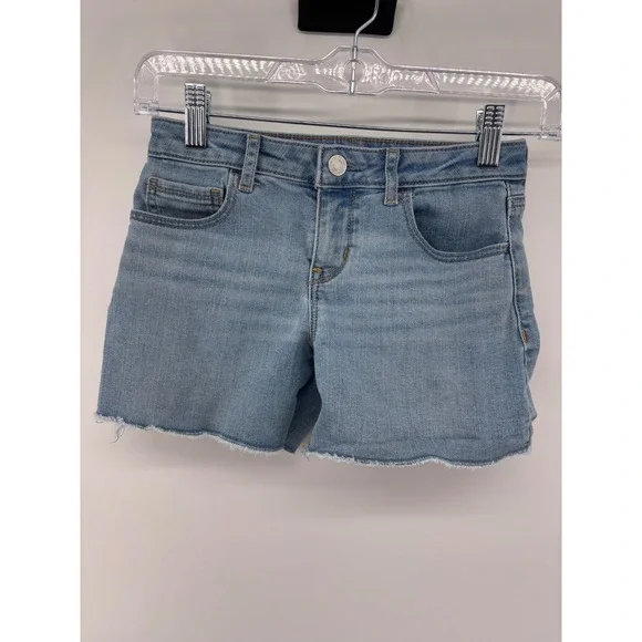 Gap‎ Kids Girls Denim Midi Shorts Light Wash Raw Hem Summer Casual Size 8