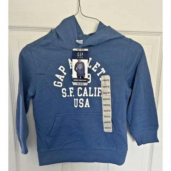 Gap Kids Hooded Sweatshirt Hoodie Unisex Girls‎ Boys XSmall 4/5 Dutch Blue BxOO