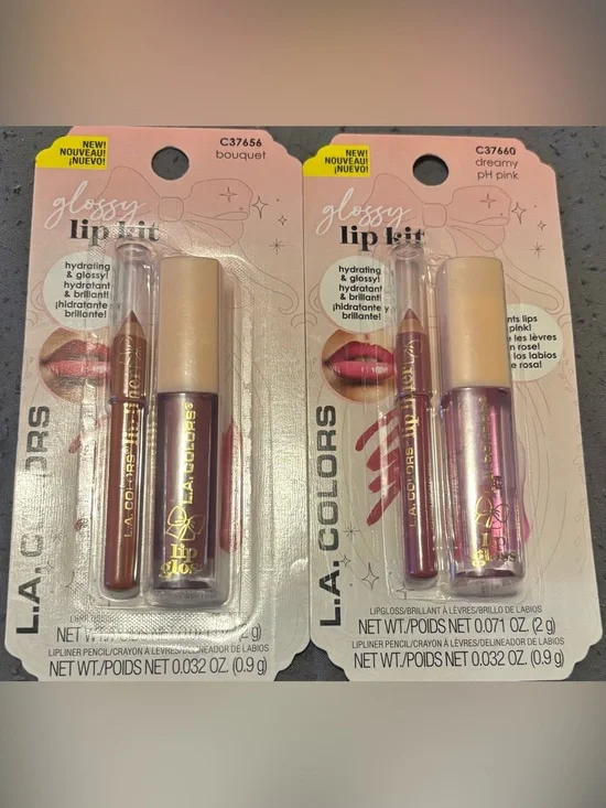 L.A. COLORS Glossy Lip Kit - Bouquet (Hydrating Gloss & Lip Liner)