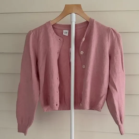GAP Pink Crewneck Button-Front Cardigan Balletcore Soft Girl New W/Tags Large 10