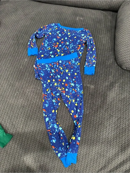 Little Sleepies Navy Splash Paint-Print Pajamas