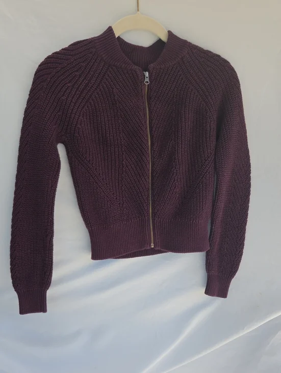 GAP Kids Wine Ribbed Knit Sweater With Zipper Size 8