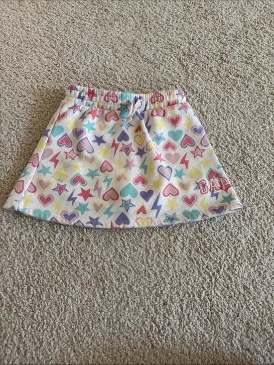 GAP Girls' Rainbow Heart, Star & Lightning Skort - Pastel Multi