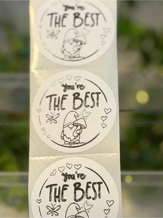 200 You’re the Best Gnome 2” Round Encouragement Stickers Labels Cute