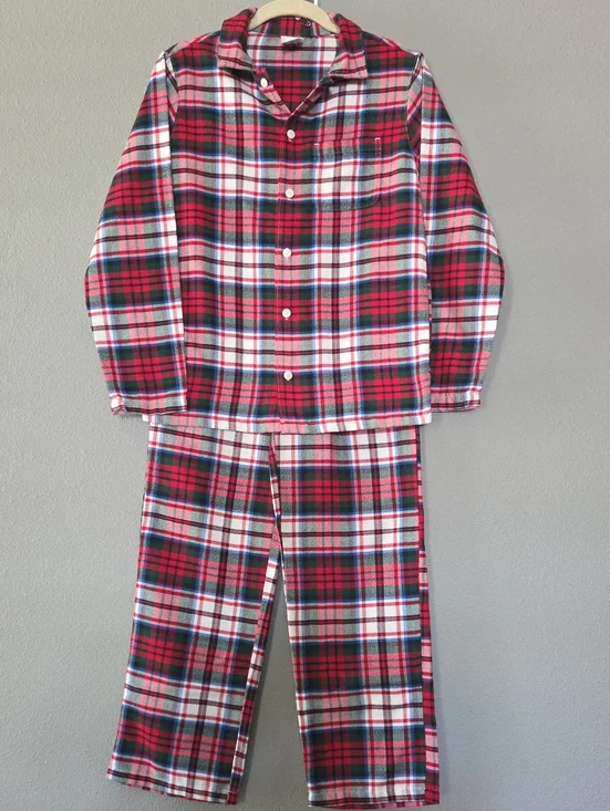 Lands' End Winter Plaid Kids Two-Piece Pajama Set