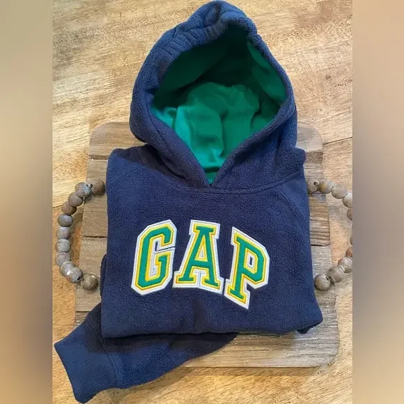 Vintage Baby Gap Unisex Toddler 4 Years Navy/Green‎ Hoodie Pullover Sweatshirt