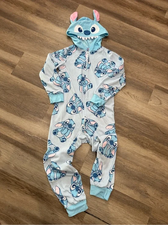 Disney Girls' Lilo & Stitch Hooded Union One Piece Pajamas onesie