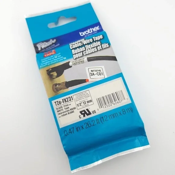 Brother P Touch TZE FX231 Flexible Cable Wire‎ Tape 1/2