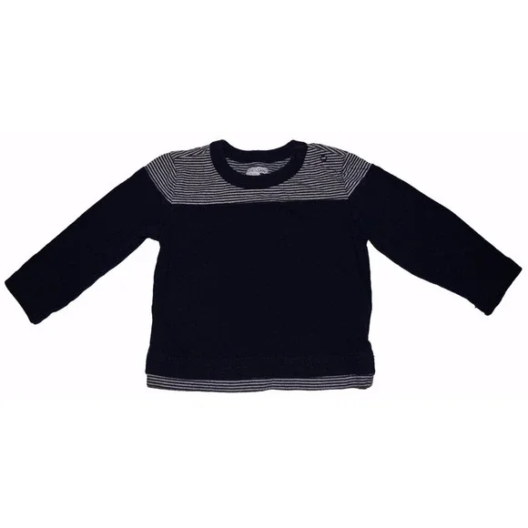 Baby Gap Boys Size 12 18 Months Long Sleeve Snaps White Stripe Blue Shirt EUC