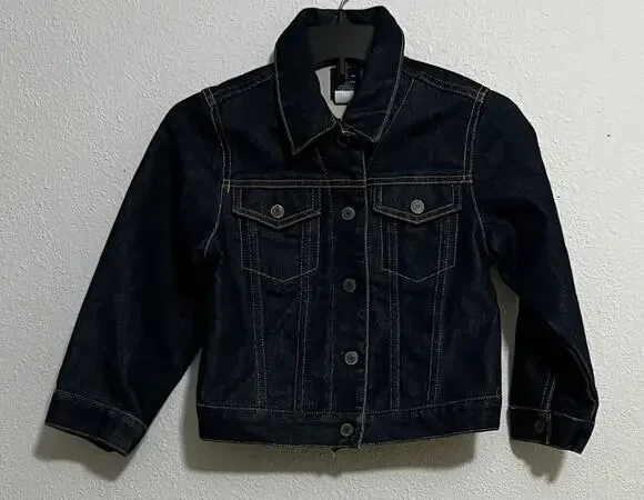 GAP Kids XS (4) Blue Denim Jacket Button Front Long Sleeve Collared Pockets