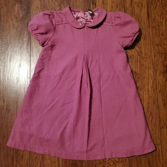 GAP Y2K Wool Blend Puff Sleeve Peter Pan Collar Mauve Dress Toddler Girl 5