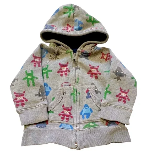 Baby GAP Hoodie 12-18 Months Full Zipper Gray
