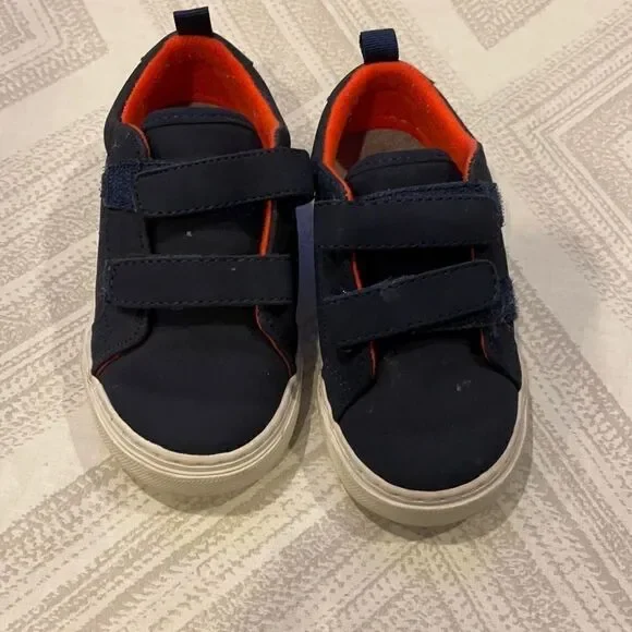 Gap Little Boys Navy & Orange Double Velcro Sneakers