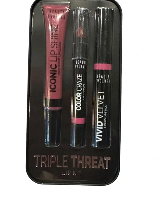 Beauty Evolved Triple Threat 3-Piece Lip Kit in Tin