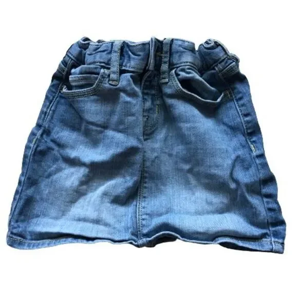 Gap Girls Denim Mini Jean Skirt Adjustable Waist Pockets Medium Wash Blue Size 6
