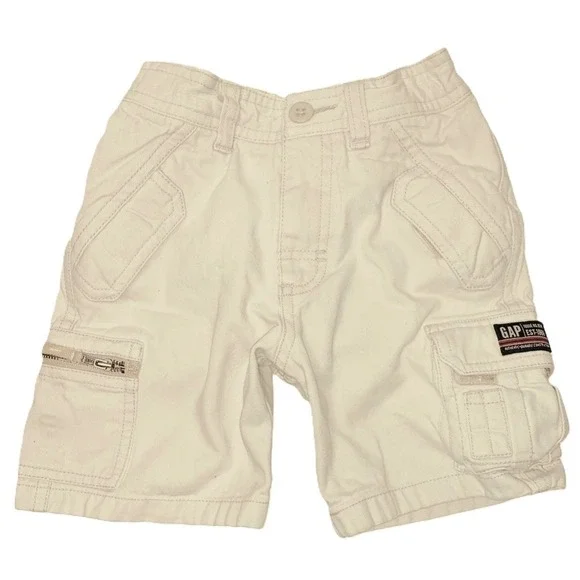 Baby Gap 2T Toddler Boys Tan Khaki Cargo Shorts Adjustable Waist Cotton EUC
