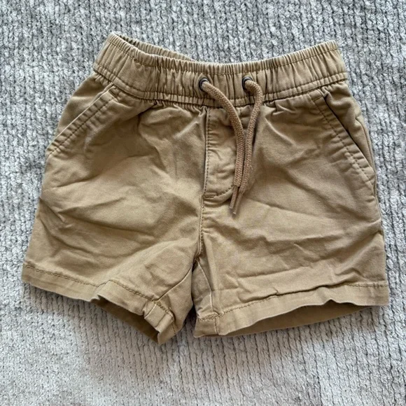 Baby Gap Khaki Drawstring Shorts 12-18 Months Cotton Blend Classic Prep Neutral‎