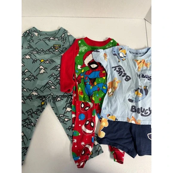 Toddler 2T Pajama Bundle LL Bean Fleece Marvel Spider-Man Christmas Bluey 3 Sets