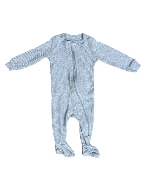 Baby Organic Cotton Sleep & Play Gray 6M Zip Footed Pajamas